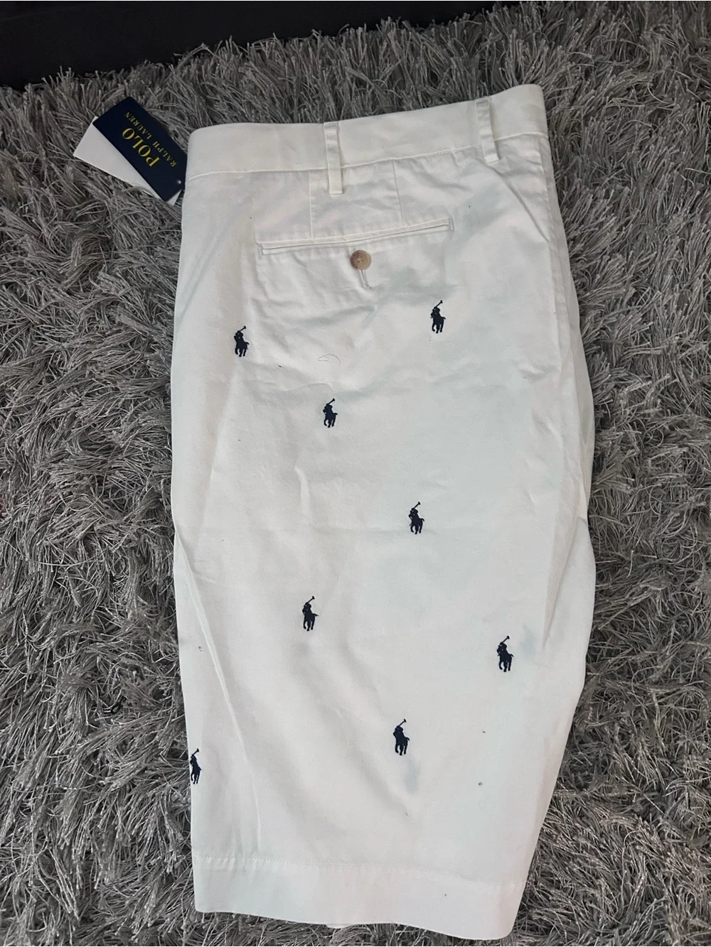 Ralph Lauren White Shorts with Navy Label Tag
